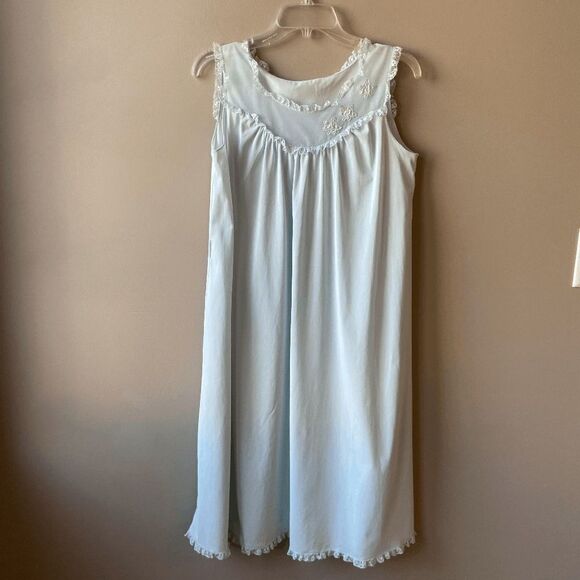 Vintage 50s Shadowline Nylon Nightgown in a muted Baby Blue - SZ S - Picture 1 of 8